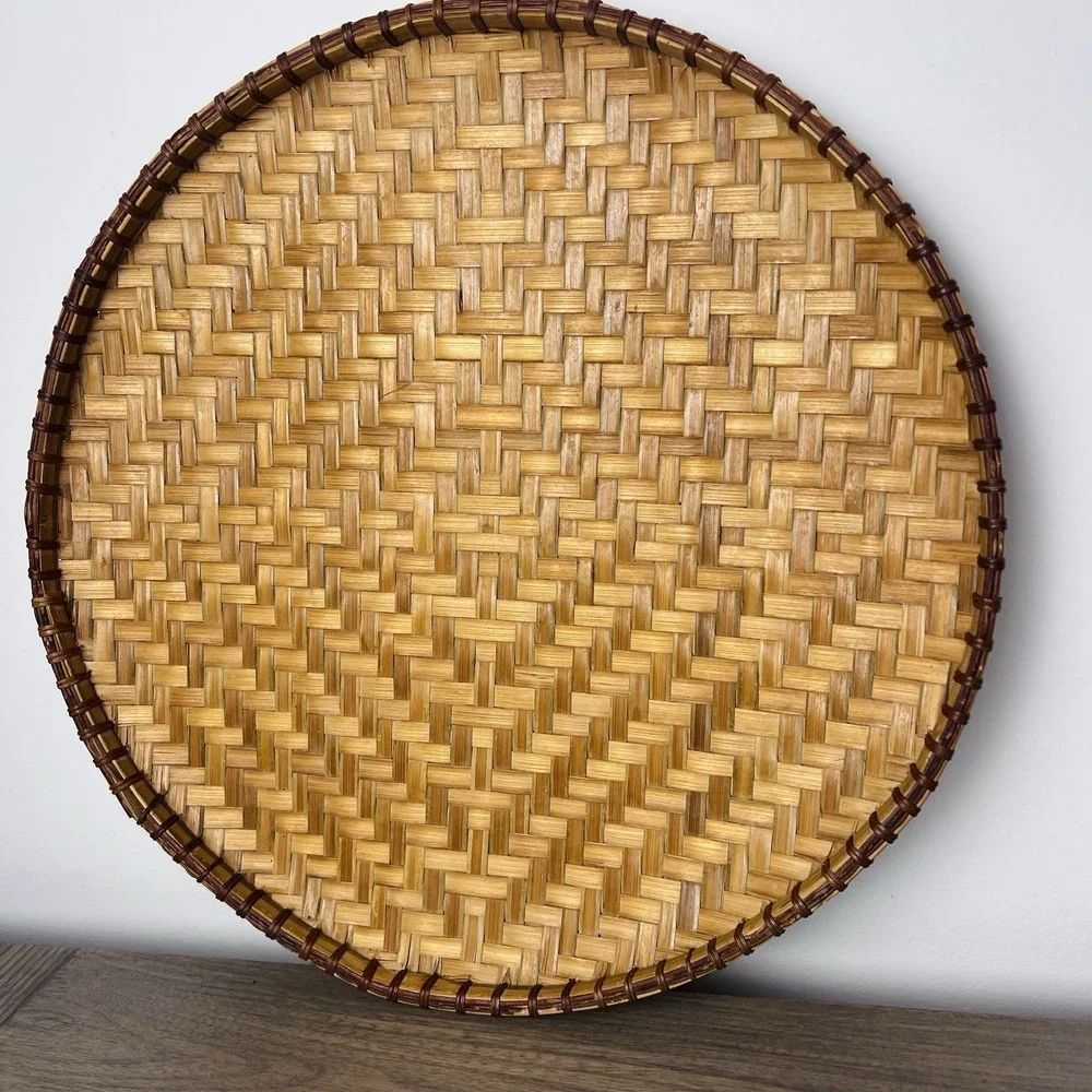 Vintage Chinese Style Bamboo Winnowing Basket Tray 16